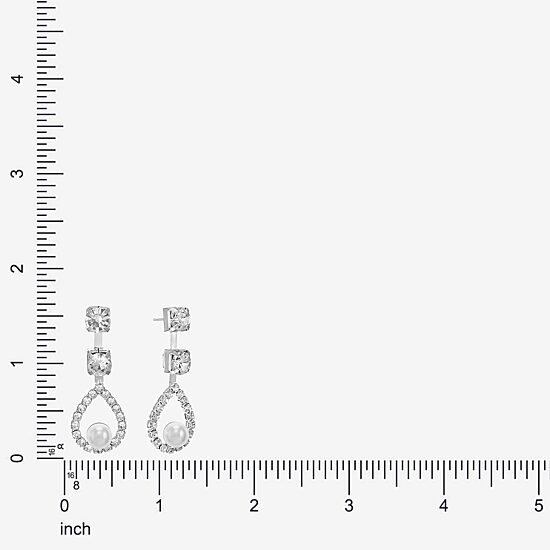 Monet Jewelry Timeless Silver Tone Womens Glass Simulated Pearl Hypoallergenic Drop Earrings