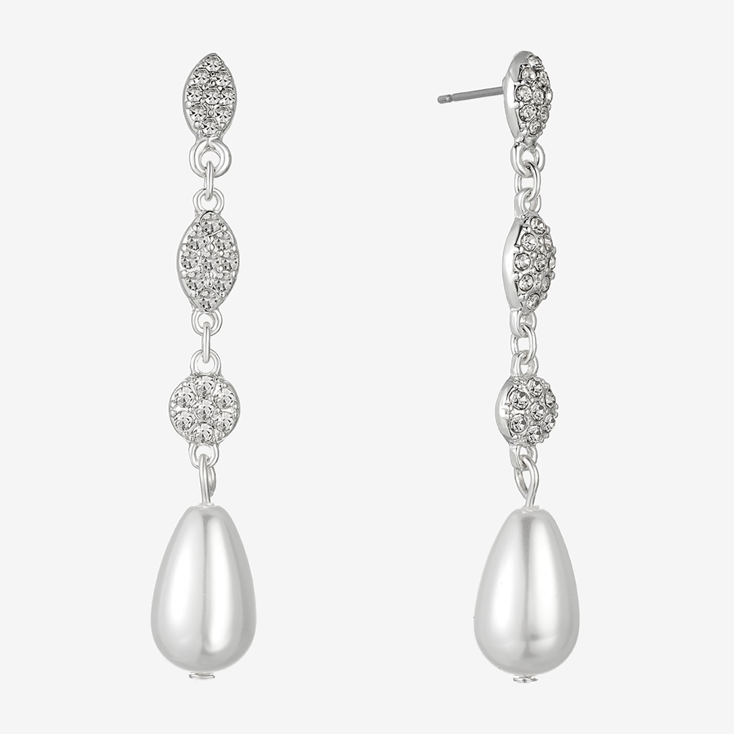 Monet Jewelry Timeless Silver Tone Womens Glass Simulated Pearl Hypoallergenic Drop Earrings