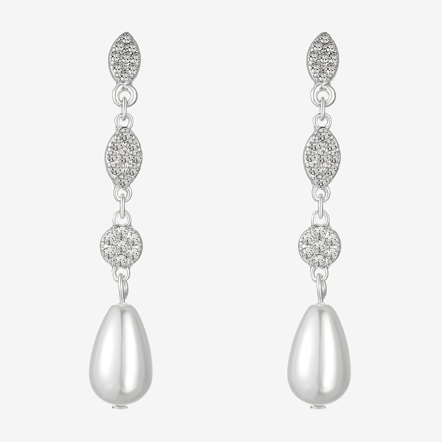 Monet Jewelry Timeless Silver Tone Womens Glass Simulated Pearl Hypoallergenic Drop Earrings
