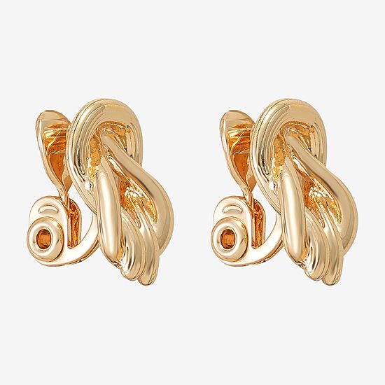 Monet Jewelry Gold Tone Womens Knot Clip On Earrings