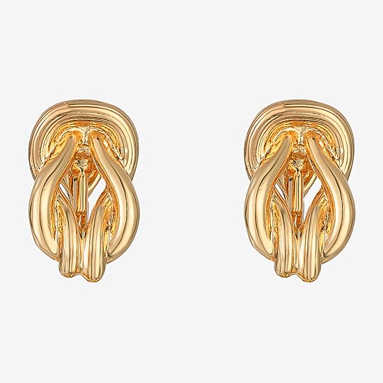 Monet Jewelry Gold Tone Womens Knot Clip On Earrings
