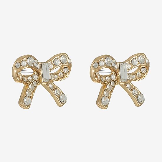 Monet Jewelry Gold Tone Glass 20mm Bow Stud Earrings