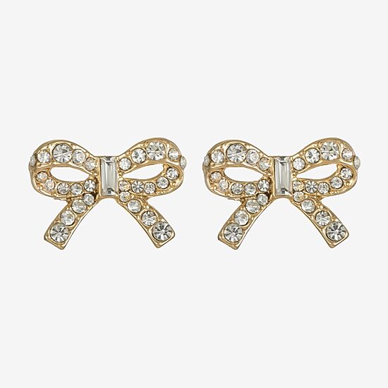 Monet Jewelry Gold Tone Glass 20mm Bow Stud Earrings