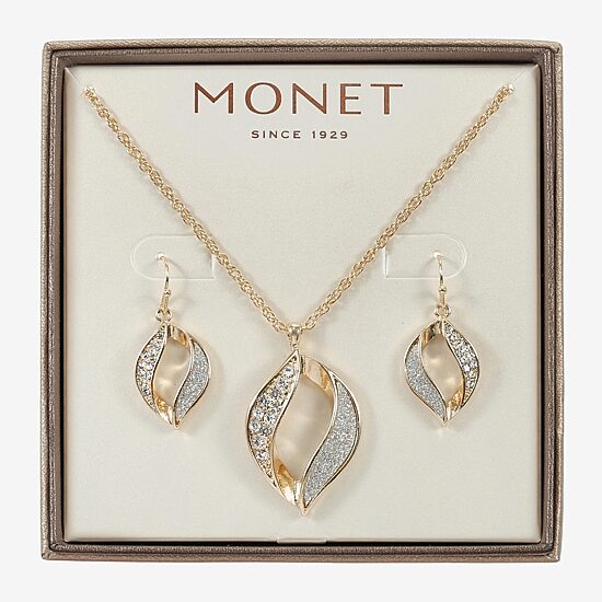 Monet Jewelry Twist Pendant Necklace & Drop Earring Womens Glass 2-pc. Jewelry Set