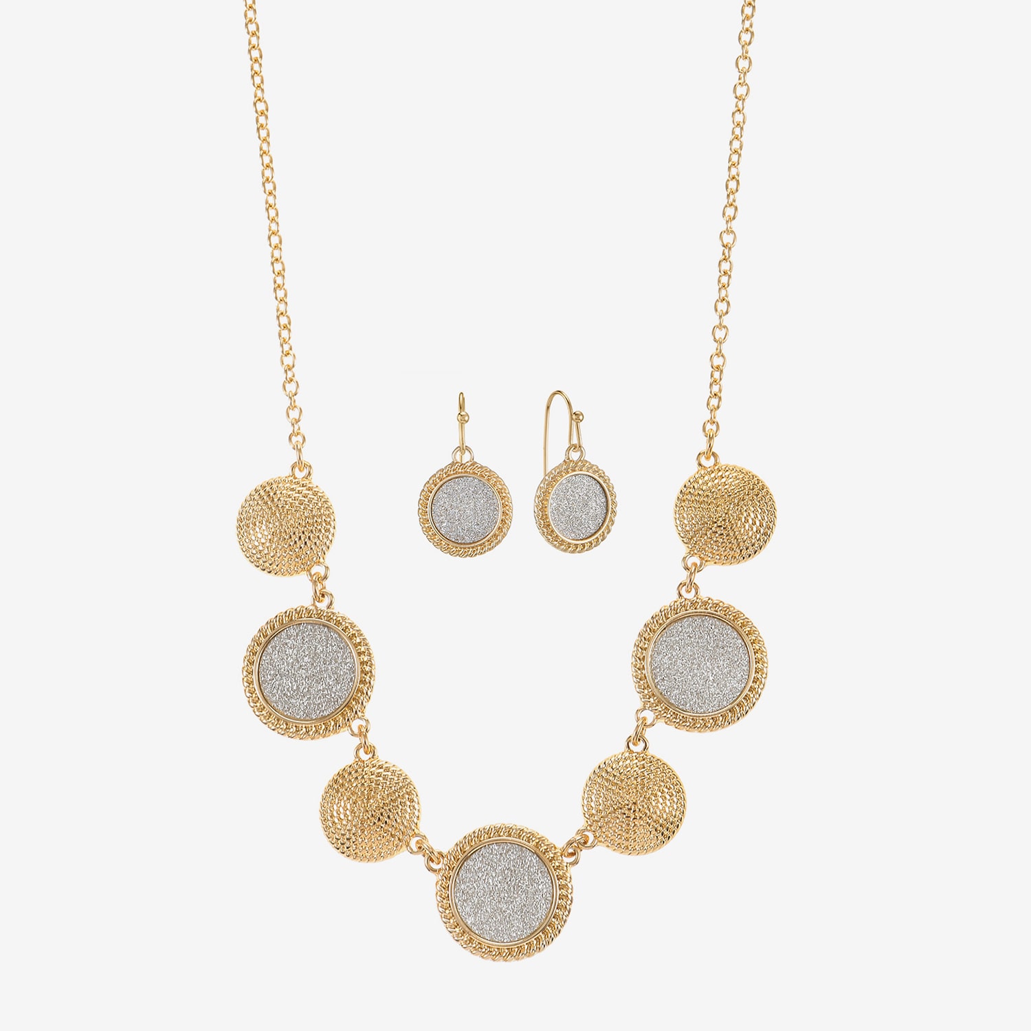 Monet Jewelry Two Tone Collar Frontal Necklaces & Drop Earring Womens Round 2-pc. Jewelry Set
