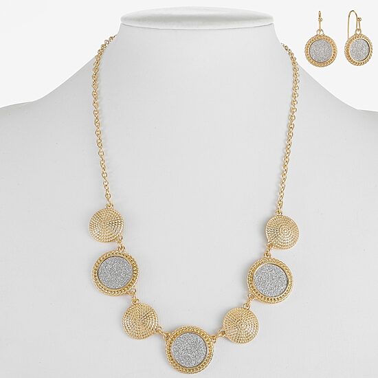 Monet Jewelry Two Tone Collar Frontal Necklaces & Drop Earring Womens Round 2-pc. Jewelry Set