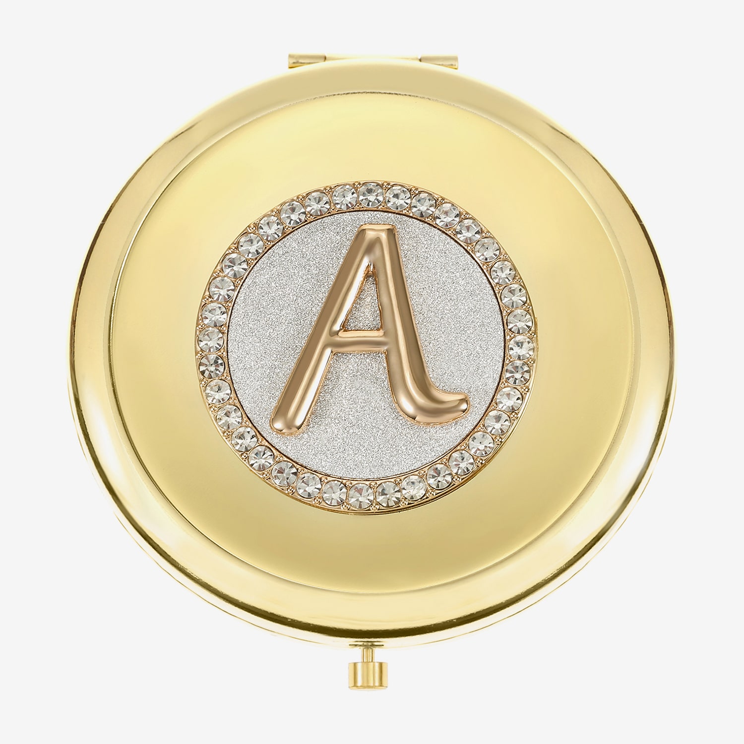 Monet Jewelry Initial Gold Tone Round Compact Mirror