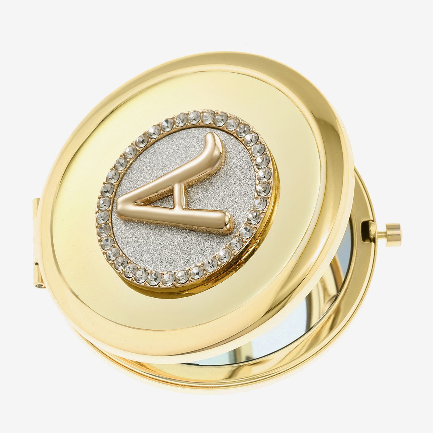 Monet Jewelry Initial Gold Tone Round Compact Mirror