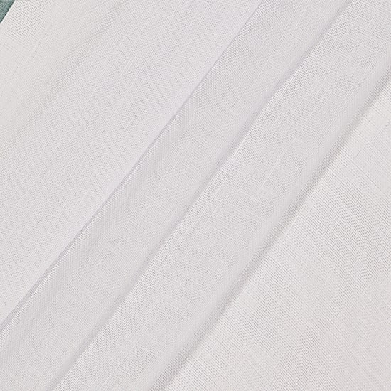 Fieldcrest Luxury Linen Border Stripe Rod Pocket Back Tab Sheer Single Curtain Panel