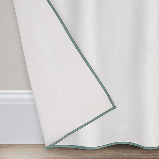 Fieldcrest Luxury Linen Border Stripe Rod Pocket Back Tab Sheer Single Curtain Panel