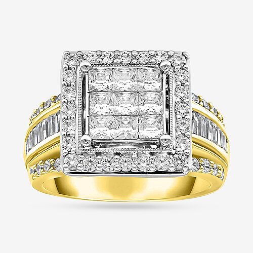Modern Bride 2 Ct.t.w. Natural Diamond Side Stone Halo Engagement Ring In 10k Or 14k Gold In Yellow