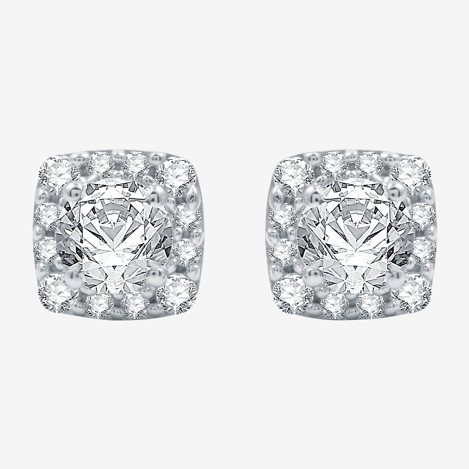 Ever Star (H-I / I1) 1 CT. T.W. Lab Grown White Diamond 10K White Gold 7.1mm Cushion Stud Earrings