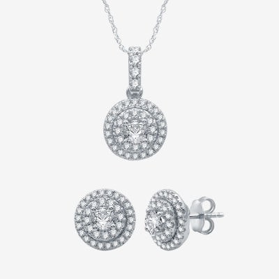 (G / Si2) Womens 2 CT. T.W. Lab Grown Diamond 10K White Gold Round 2-pc. Jewelry Set