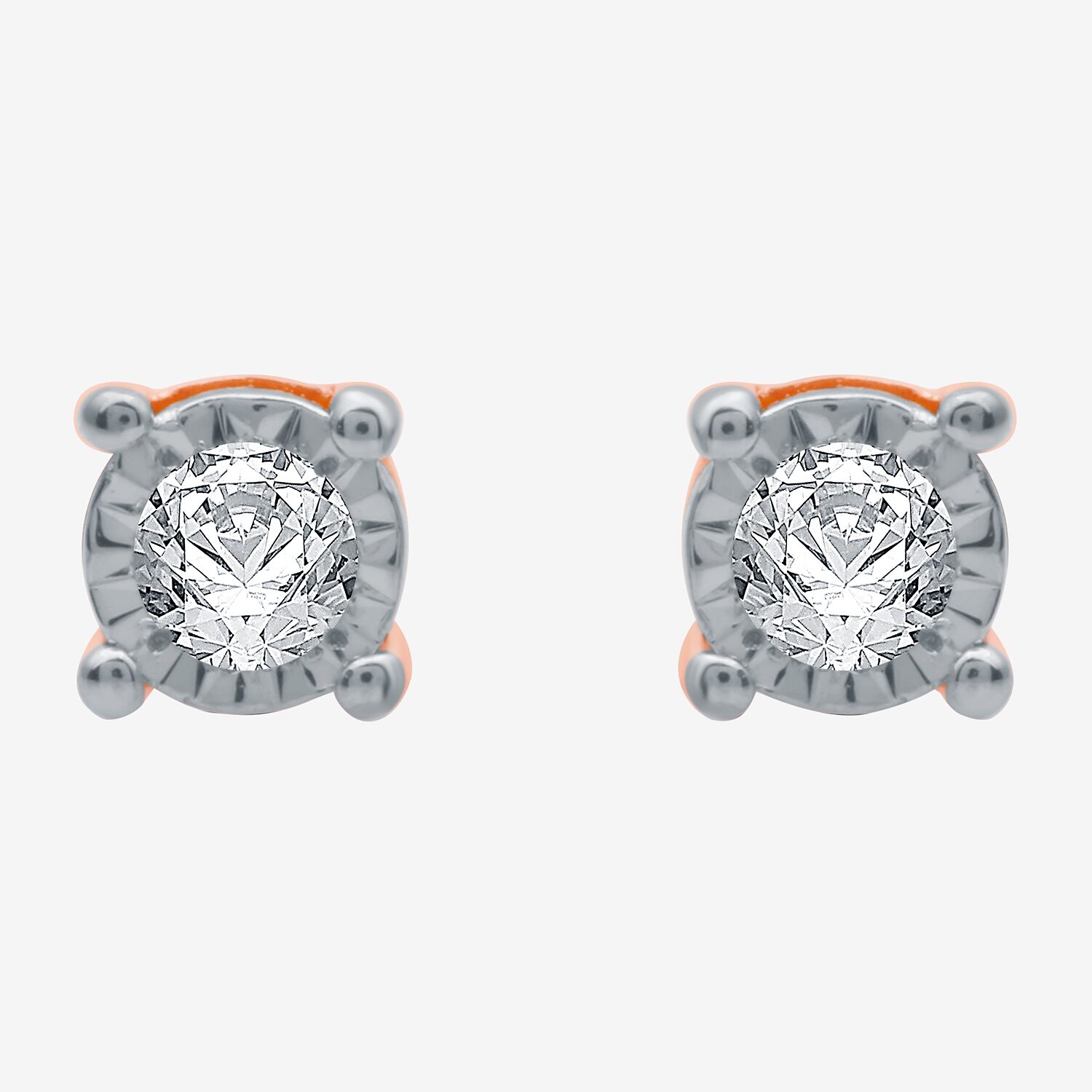 Ever Star (H-I / I1) 1/10 CT. T.W. Lab Grown White Diamond 14K Rose Gold Over Silver 4.9mm Round Stud Earrings