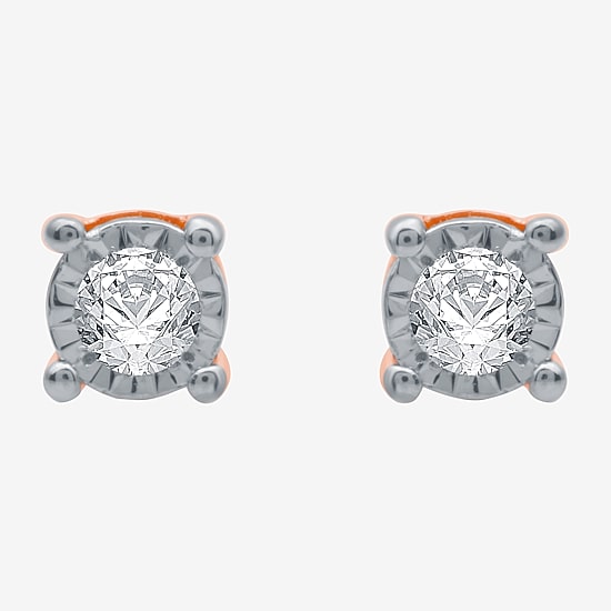 Ever Star (H-I / I1) 1/10 CT. T.W. Lab Grown White Diamond 14K Rose Gold Over Silver 4.9mm Round Stud Earrings