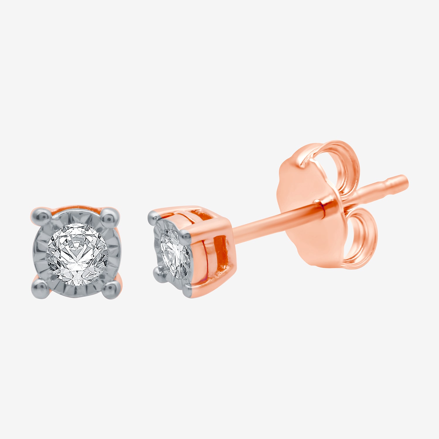 Ever Star (H-I / I1) 1/10 CT. T.W. Lab Grown White Diamond 14K Rose Gold Over Silver 4.9mm Round Stud Earrings