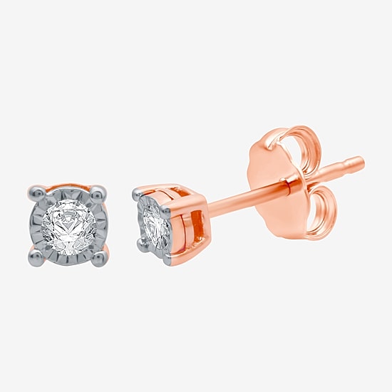 Ever Star (H-I / I1) 1/10 CT. T.W. Lab Grown White Diamond 14K Rose Gold Over Silver 4.9mm Round Stud Earrings