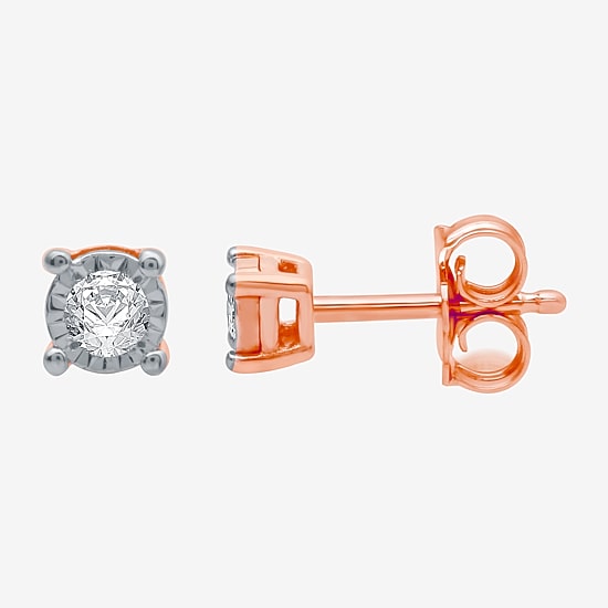Ever Star (H-I / I1) 1/10 CT. T.W. Lab Grown White Diamond 14K Rose Gold Over Silver 4.9mm Round Stud Earrings