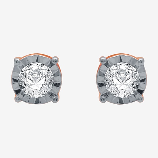 Ever Star (H-I / I1) 1/5 CT. Lab Grown White Diamond 14K Rose Gold Over Silver 5.3mm Round Stud Earrings