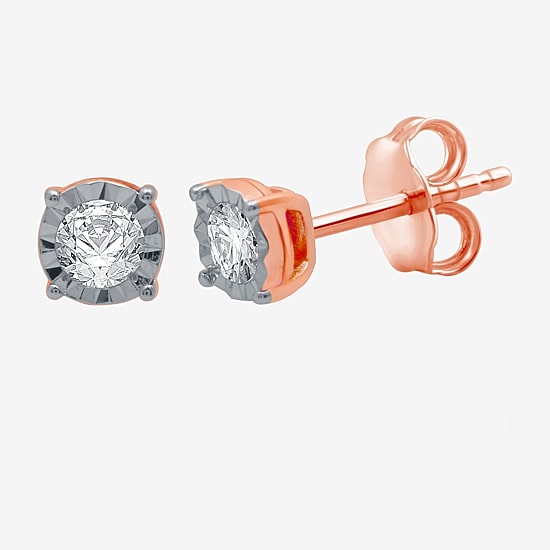 Ever Star (H-I / I1) 1/5 CT. Lab Grown White Diamond 14K Rose Gold Over Silver 5.3mm Round Stud Earrings