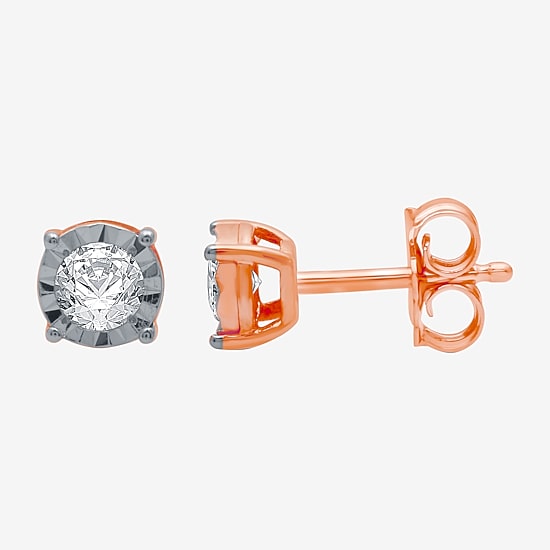 Ever Star (H-I / I1) 1/5 CT. Lab Grown White Diamond 14K Rose Gold Over Silver 5.3mm Round Stud Earrings
