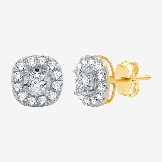 1 CT.T.W. Natural Diamond 10K Gold 9.7mm Stud Earrings