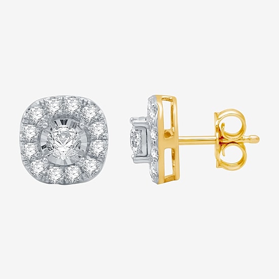 1 CT.T.W. Natural Diamond 10K Gold 9.7mm Stud Earrings