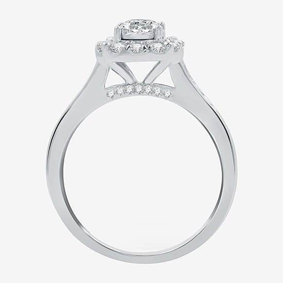 I Said Yes (H-I / I1) Womens 1 CT. T.W. Lab Grown White Diamond Sterling Silver Round Side Stone Halo Bridal Set