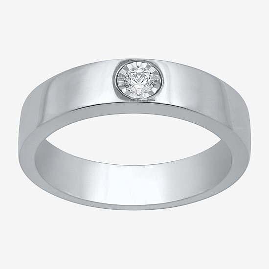 I Said Yes (H-I / I1) Mens 1/10 CT. T.W. Lab Grown White Diamond Sterling Silver Wedding Band