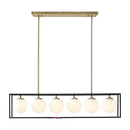 INK+IVY Helena 6-Light Frosted Glass Globe Linear Chandelier