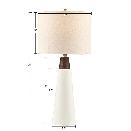 INK+IVY Tristan Triangular Ceramic and Wood Table Lamp
