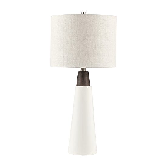 INK+IVY Tristan Triangular Ceramic and Wood Table Lamp