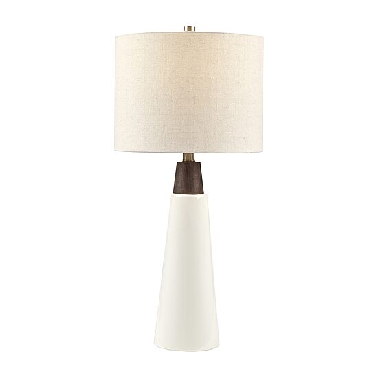 INK+IVY Tristan Triangular Ceramic and Wood Table Lamp