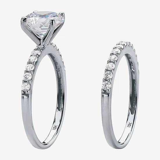 DiamonArt® Womens 2 1/2 CT. T.W. White Cubic Zirconia 10K Gold Round Bridal Set
