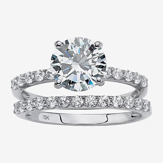 DiamonArt® Womens 2 1/2 CT. T.W. White Cubic Zirconia 10K Gold Round Bridal Set