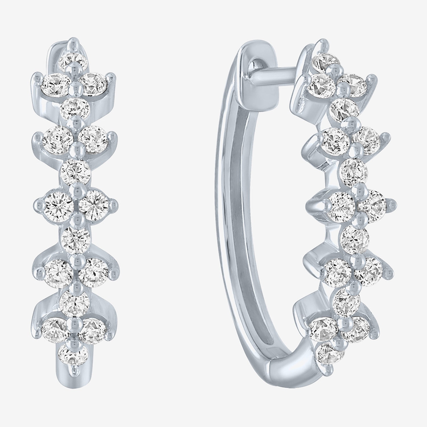 (G-H / Si2-I1) Womens 1/3 CT. T.W. Lab Grown Diamond 10K Gold 16mm Hoop Earrings