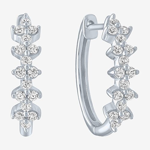 (G-H / Si2-I1) Womens 1/3 CT. T.W. Lab Grown Diamond 10K Gold 16mm Hoop Earrings, One Size, White