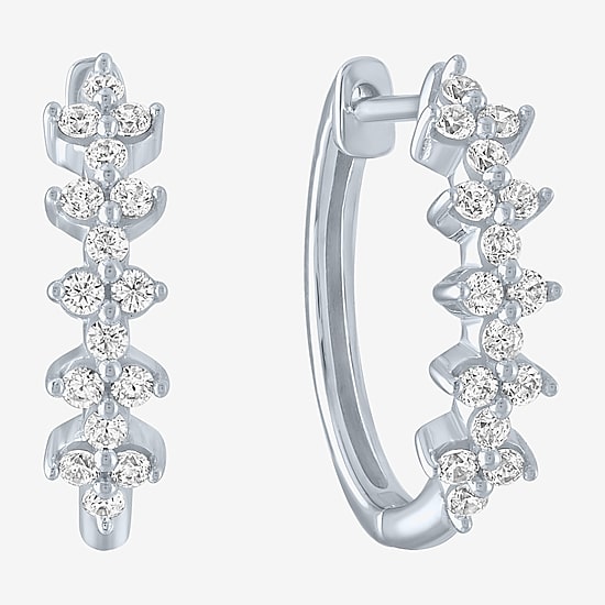(G-H / Si2-I1) Womens 1/3 CT. T.W. Lab Grown Diamond 10K Gold 16mm Hoop Earrings