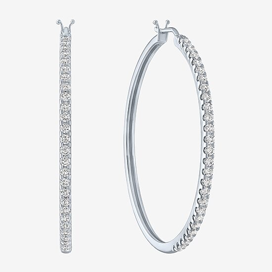 Diamond Addiction (G-H / Si2-I1) 1 CT. T.W. Lab Grown White Diamond 10K Gold Hoop Earrings