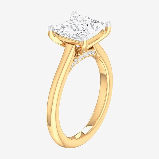 Solitaire Ring (G-H / Si1-Si2) Womens 2 CT. T.W. Lab Grown White Diamond 14K Gold Princess Solitaire Engagement Ring