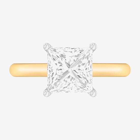 Solitaire Ring (G-H / Si1-Si2) Womens 2 CT. T.W. Lab Grown White Diamond 14K Gold Princess Solitaire Engagement Ring