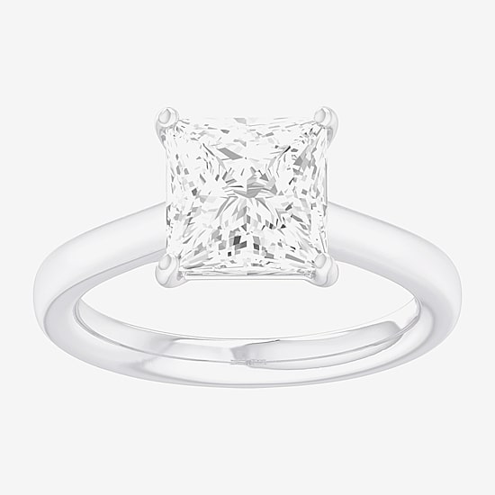 (G-H / SI1-SI2) Womens 2 CT. T.W. Lab Grown White Diamond 14K Gold Princess Solitaire Engagement Ring