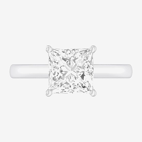 (G-H / SI1-SI2) Womens 2 CT. T.W. Lab Grown White Diamond 14K Gold Princess Solitaire Engagement Ring