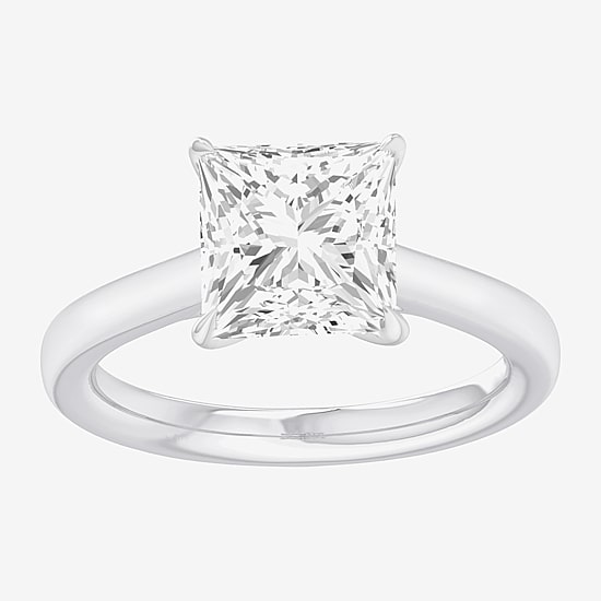 Solitaire Ring (G-H / Si1-Si2) Womens 2 CT. T.W. Lab Grown White Diamond 14K Gold Princess Solitaire Engagement Ring