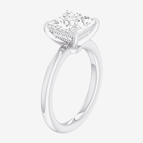 Solitaire Ring (G-H / Si1-Si2) Womens 2 CT. T.W. Lab Grown White Diamond 14K Gold Princess Solitaire Engagement Ring