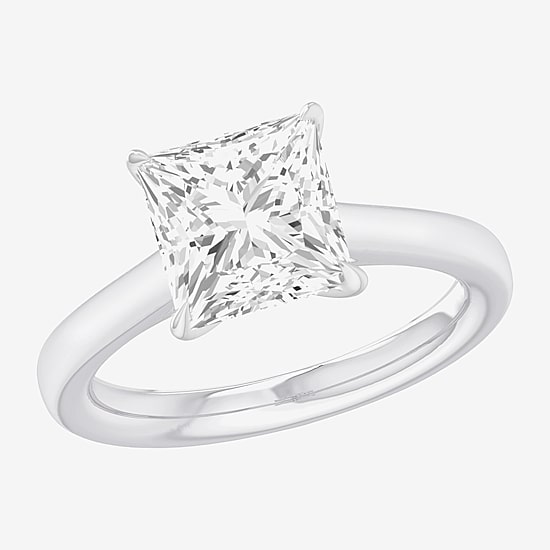 Solitaire Ring (G-H / Si1-Si2) Womens 2 CT. T.W. Lab Grown White Diamond 14K Gold Princess Solitaire Engagement Ring