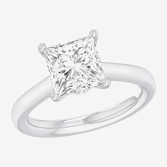 (G-H / SI1-SI2) Womens 2 CT. T.W. Lab Grown White Diamond 14K Gold Princess Solitaire Engagement Ring