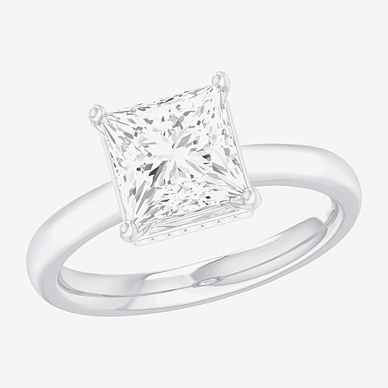 (G-H / SI1-SI2) Womens 2 CT. T.W. Lab Grown White Diamond 14K Gold Princess Solitaire Engagement Ring