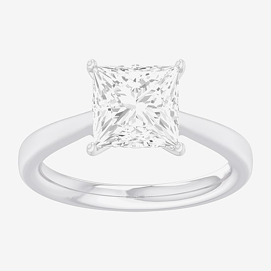 (G-H / SI1-SI2) Womens 2 CT. T.W. Lab Grown White Diamond 14K Gold Princess Solitaire Engagement Ring