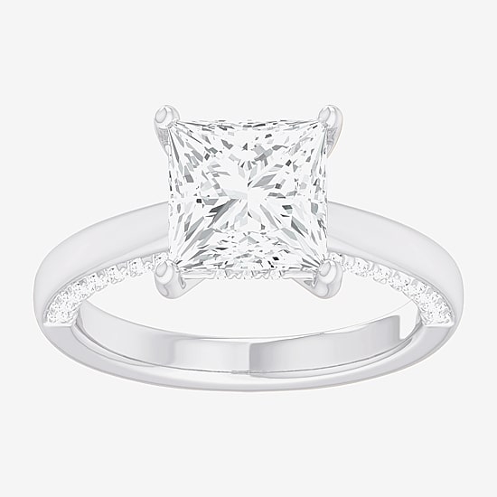 (G-H / SI1-SI2) Womens 2 1/2 CT. T.W. Lab-Grown White Diamond 14K Gold Princess Solitaire Engagement Ring
